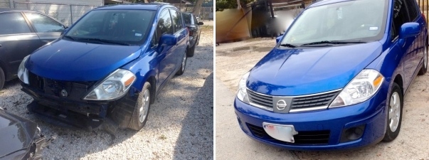 before and after blue nissan