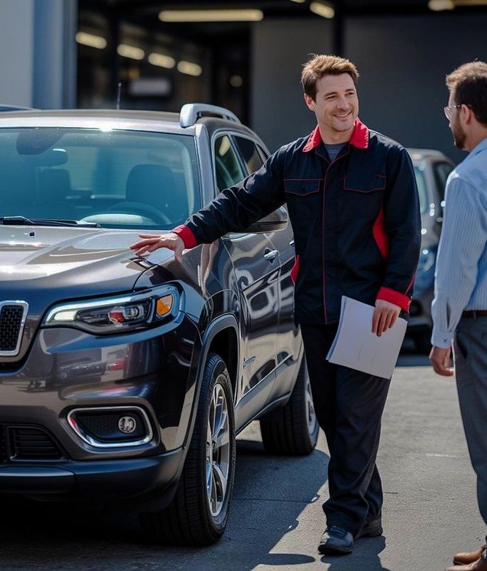 Auto body estimator with customer at JJ auto Body Auto-body-estimator-with-customer-at-JJ-auto-Body